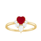 Designer Ruby Heart Solitaire Ring with Diamond Side Stones Ruby - ( AAA ) - Quality - Rosec Jewels