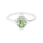 Green Sapphire Solitaire Vintage Ring with Diamond Stones Green Sapphire - ( AAA ) - Quality - Rosec Jewels