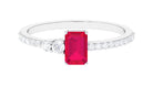 1.25 Ct Ruby Solitaire Engagement Ring with Diamond Ruby - ( AAA ) - Quality - Rosec Jewels