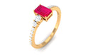 1.25 Ct Ruby Solitaire Engagement Ring with Diamond Ruby - ( AAA ) - Quality - Rosec Jewels