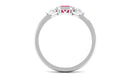 Emerald Cut Ruby Solitaire Ring with Diamond Ruby - ( AAA ) - Quality - Rosec Jewels