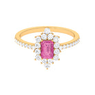 Vintage Inspired Pink Sapphire and Moissanite Engagement Ring Pink Sapphire - ( AAA ) - Quality - Rosec Jewels