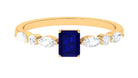 Blue Sapphire Solitaire and Diamond Promise Ring Blue Sapphire - ( AAA ) - Quality - Rosec Jewels