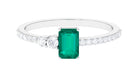 1.25 CT Natural Octagon shape Emerald Solitaire Promise Ring with Diamond Emerald - ( AAA ) - Quality - Rosec Jewels