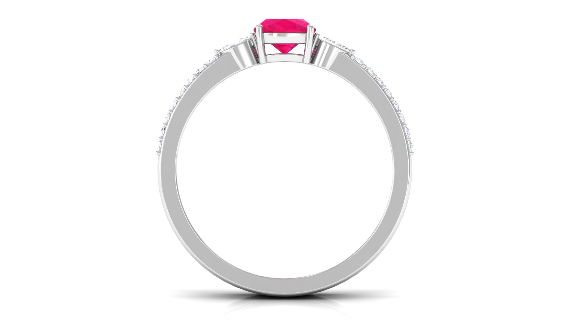 Cushion Cut Ruby Double Band Anniversary Ring with Diamond Ruby - ( AAA ) - Quality - Rosec Jewels