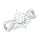 2 CT Pear Cut Cubic Zirconia Crossover Engagement Ring Zircon - ( AAAA ) - Quality - Rosec Jewels