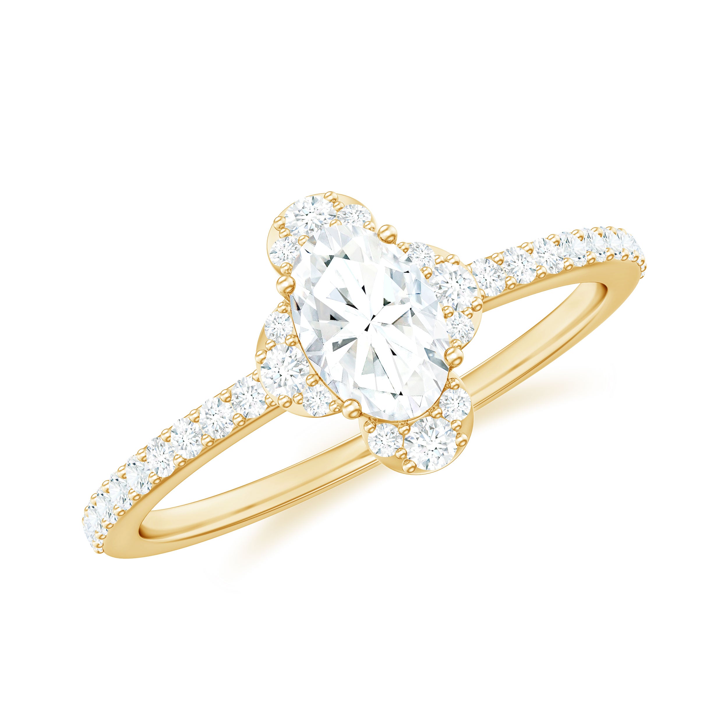 1 CT Classic Moissanite Oval Engagement Ring in Gold Moissanite - ( D-VS1 ) - Color and Clarity - Rosec Jewels