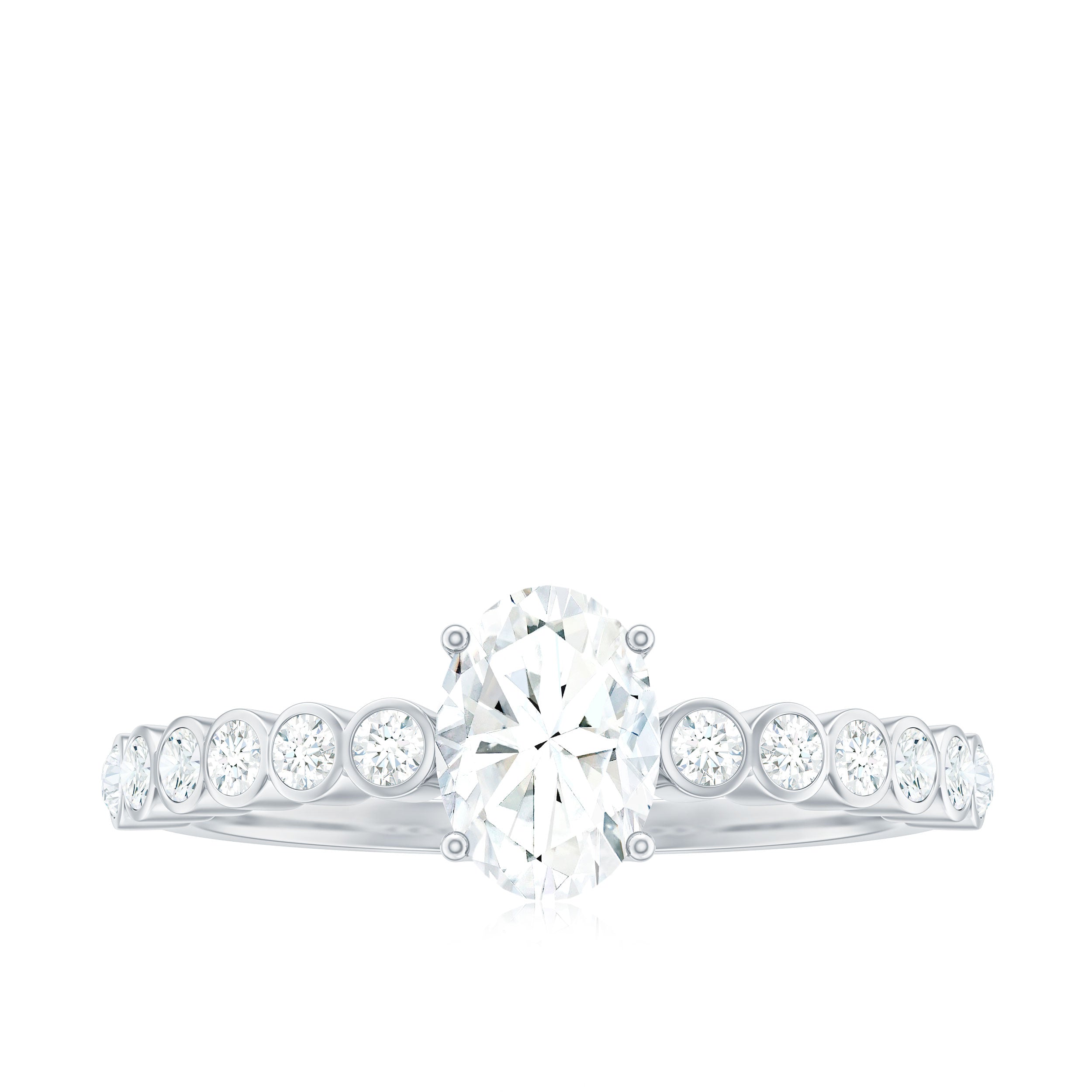 1.75 CT Prong Set Oval Cubic Zirconia Solitaire Engagement Ring Zircon - ( AAAA ) - Quality - Rosec Jewels