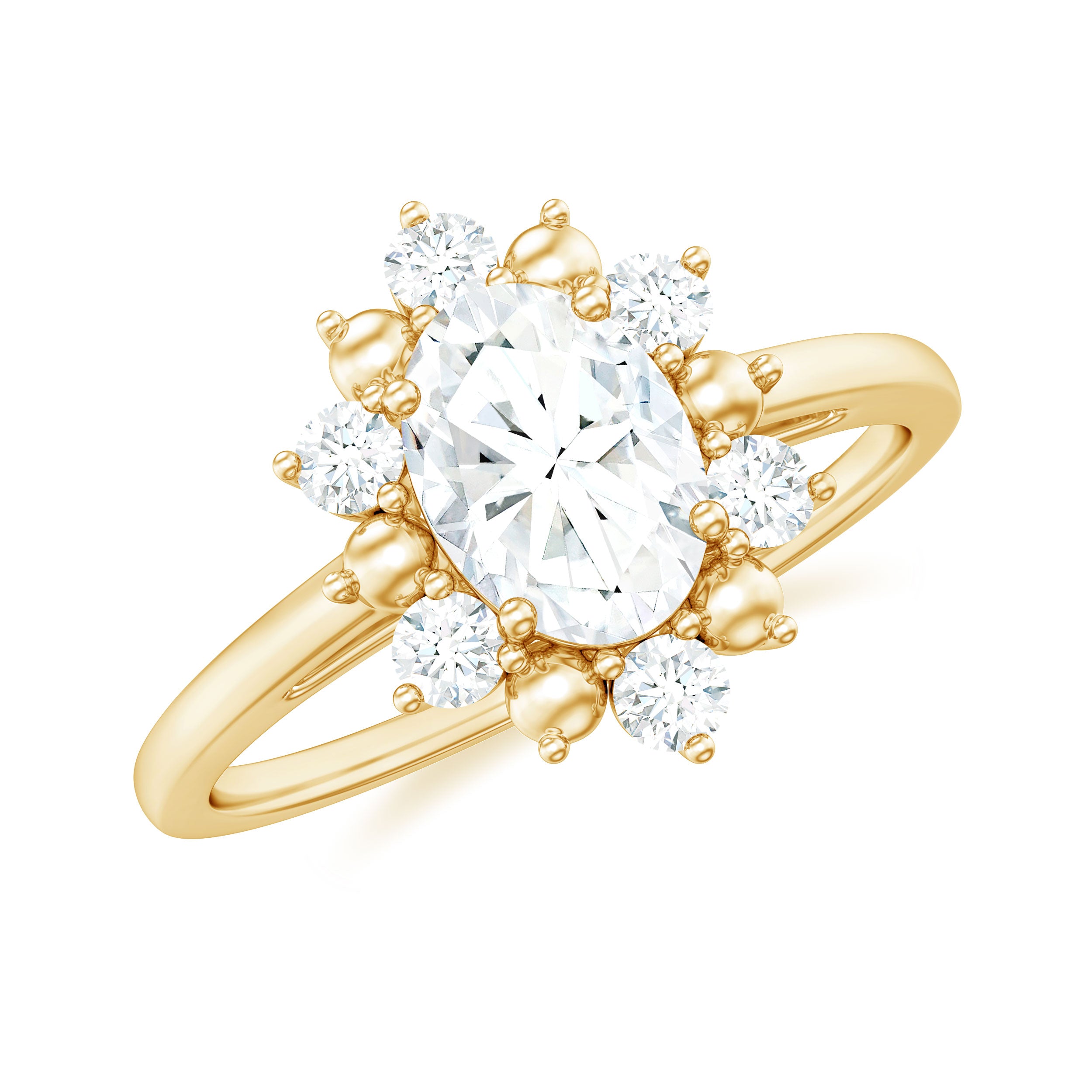 1.25 CT Solitaire Moissanite Flower Gold Engagement Ring Moissanite - ( D-VS1 ) - Color and Clarity - Rosec Jewels