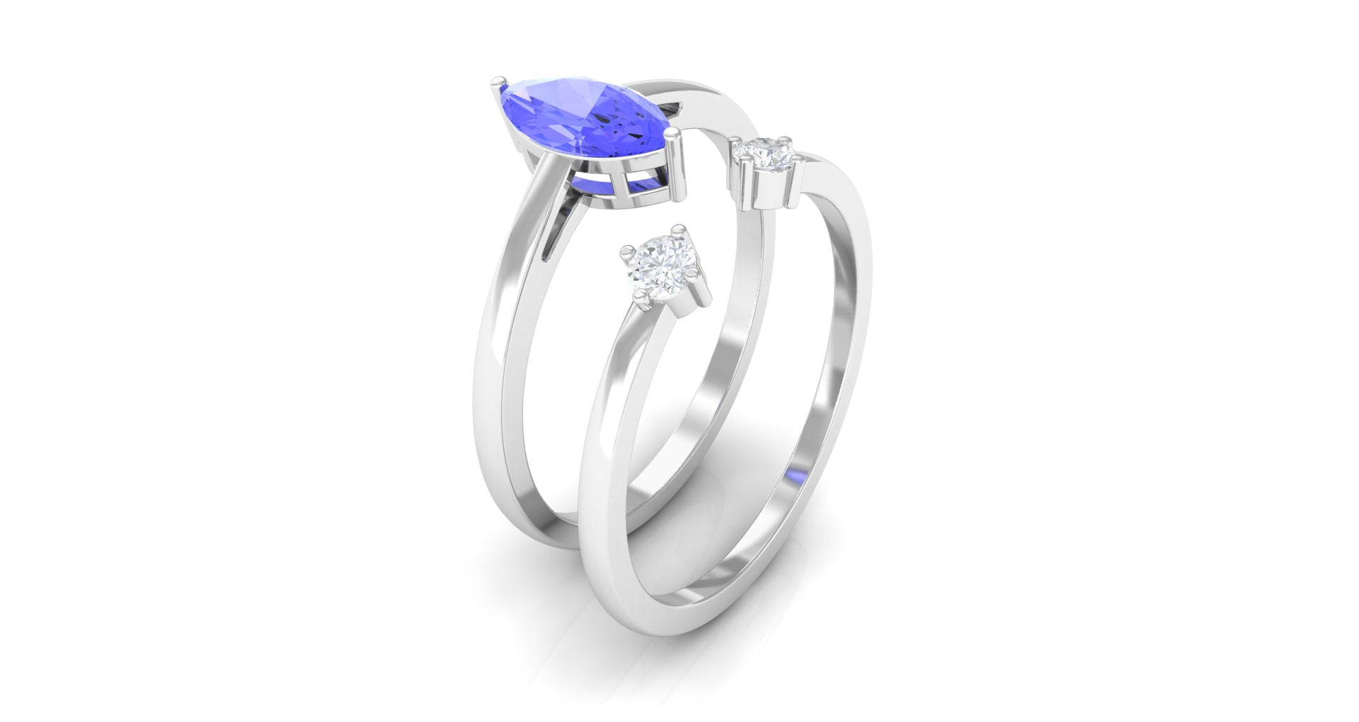 3/4 CT Marquise Cut Tanzanite Simple Solitaire Ring Set with Diamond Tanzanite - ( AAA ) - Quality - Rosec Jewels