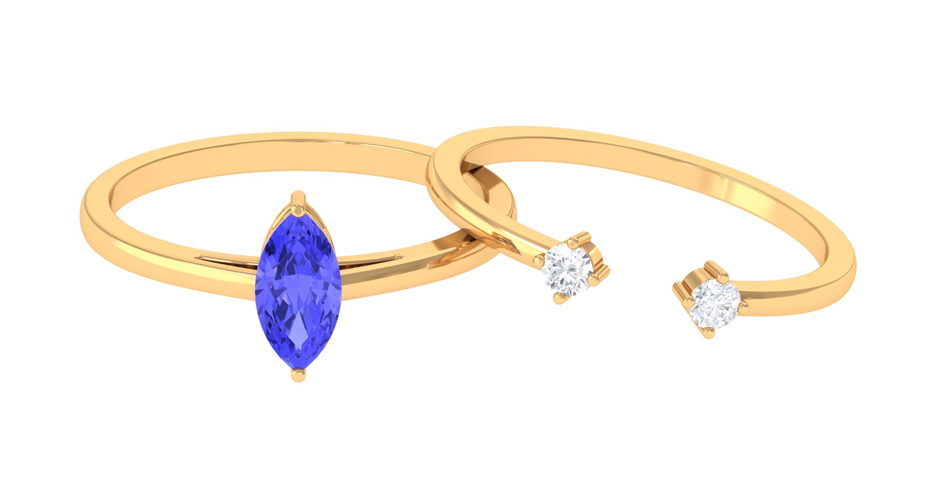 3/4 CT Marquise Cut Tanzanite Simple Solitaire Ring Set with Diamond Tanzanite - ( AAA ) - Quality - Rosec Jewels