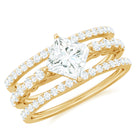 Princess Moissanite Wedding Ring Set Moissanite - ( D-VS1 ) - Color and Clarity - Rosec Jewels