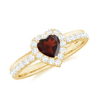 1.25 Carat Heart Garnet and Diamond Halo Engagement Ring Garnet - ( AAA ) - Quality - Rosec Jewels