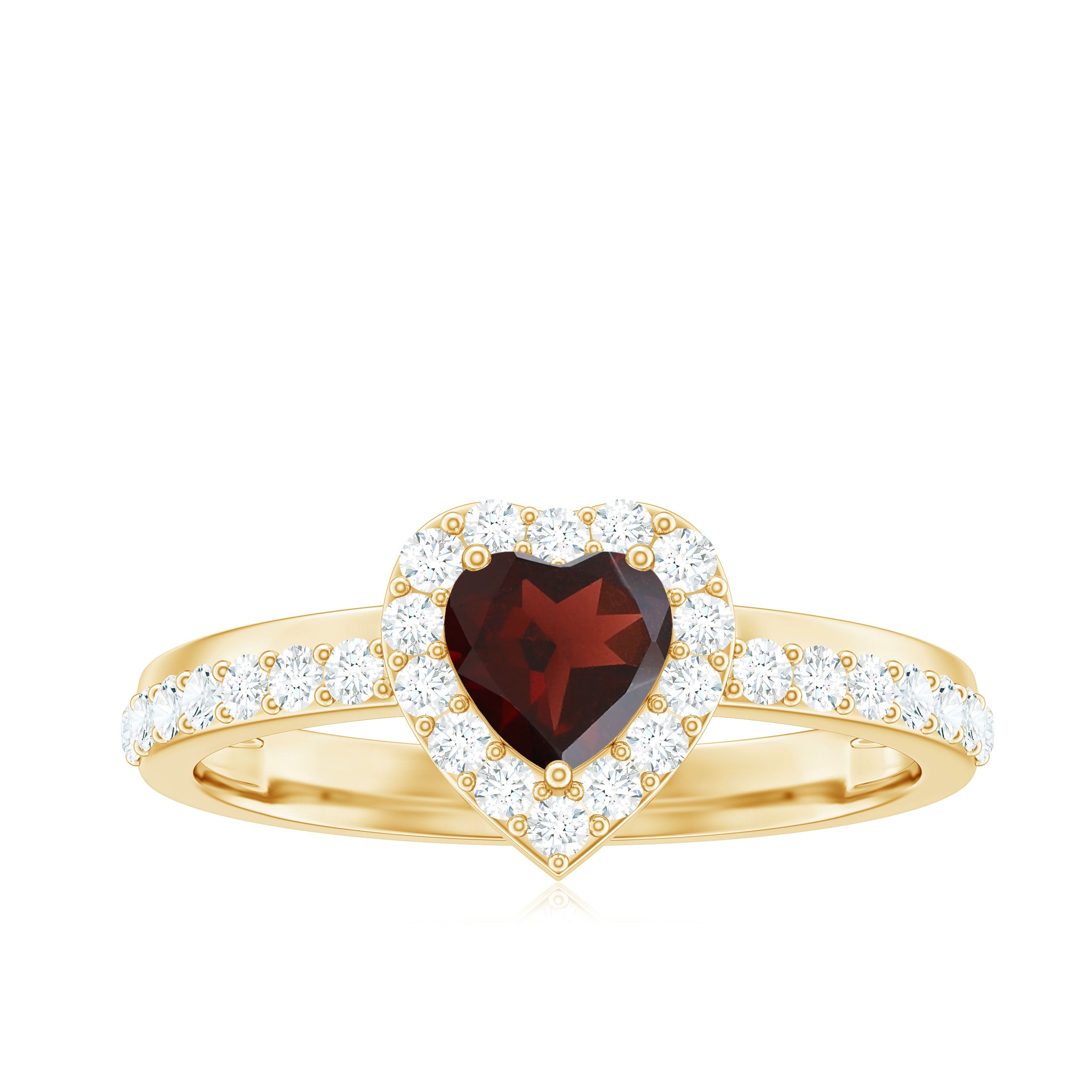 1.25 Carat Heart Garnet and Diamond Halo Engagement Ring Garnet - ( AAA ) - Quality - Rosec Jewels