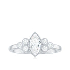 Marquise and Round Cut Moissanite Designer Ring Moissanite - ( D-VS1 ) - Color and Clarity - Rosec Jewels