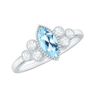 Designer Aquamarine and Diamond Trio Engagement Ring Aquamarine - ( AAA ) - Quality - Rosec Jewels