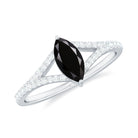 1 Ct Black Onyx Split Shank Engagement Ring with Diamond Black Onyx - ( AAA ) - Quality - Rosec Jewels