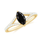 1 Ct Black Onyx Split Shank Engagement Ring with Diamond Black Onyx - ( AAA ) - Quality - Rosec Jewels