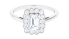 2.25 CT Octagon Cut Zircon Statement Engagement Ring with Halo Zircon - ( AAAA ) - Quality - Rosec Jewels