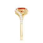 Oval Cut Solitaire Fire Opal and Diamond Bypass Ring Fire Opal - ( AAA ) - Quality - Rosec Jewels