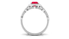 Lab Created Ruby Engagement Ring with Diamond Wedding Band Lab Created Ruby - ( AAAA ) - Quality - Rosec Jewels