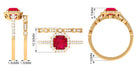 Lab Created Ruby Engagement Ring with Diamond Wedding Band Lab Created Ruby - ( AAAA ) - Quality - Rosec Jewels