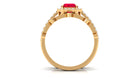 Lab Created Ruby Engagement Ring with Diamond Wedding Band Lab Created Ruby - ( AAAA ) - Quality - Rosec Jewels