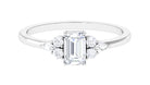 1 CT Octagon Cut Cubic Zirconia Engagement Ring with Trio Zircon - ( AAAA ) - Quality - Rosec Jewels