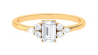 1 CT Octagon Cut Cubic Zirconia Engagement Ring with Trio Zircon - ( AAAA ) - Quality - Rosec Jewels