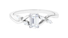 1 CT Octagon Cut Solitaire Zircon Engagement Ring with Split Shank Zircon - ( AAAA ) - Quality - Rosec Jewels