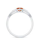 Solitaire Lab-Created Orange Sapphire Heart Engagement Ring with Diamond Lab Created Orange Sapphire - ( AAAA ) - Quality - Rosec Jewels