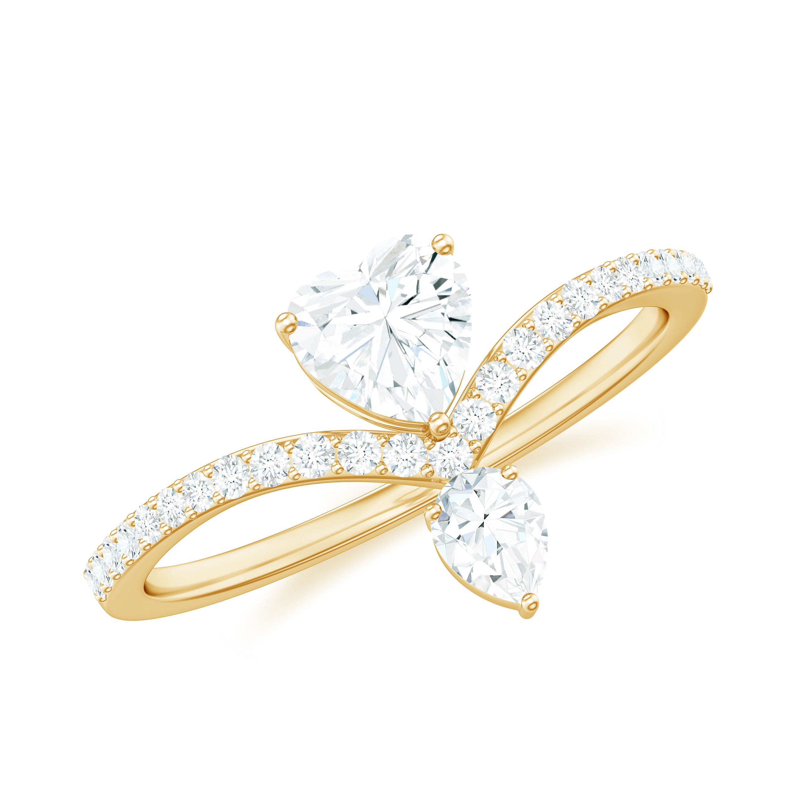 1 CT Moissanite Designer Engagement Ring in Gold Moissanite - ( D-VS1 ) - Color and Clarity - Rosec Jewels