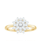 Cubic Zirconia Flower Cluster Engagement Ring in Gold Zircon - ( AAAA ) - Quality - Rosec Jewels