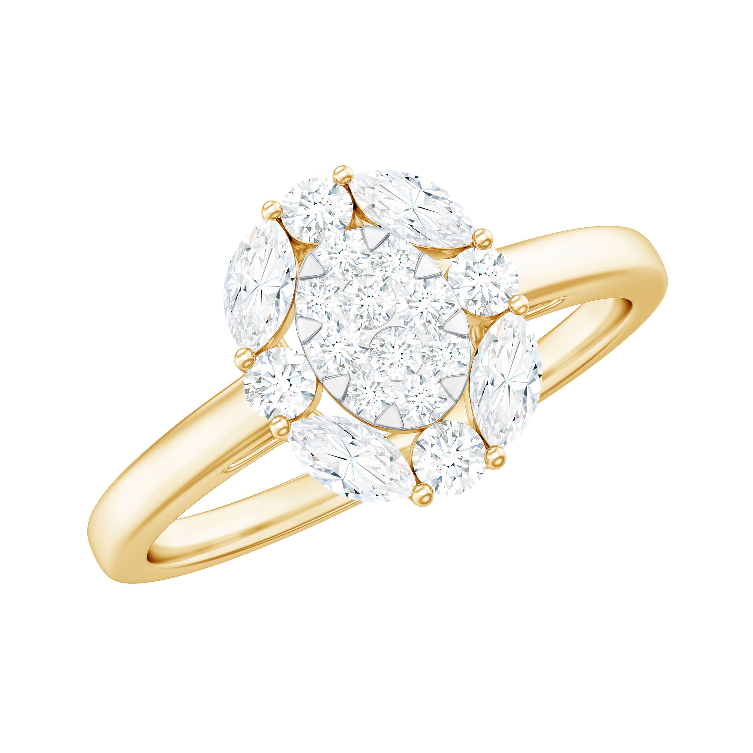 1 CT Cubic Zirconia Cocktail Engagement Ring in Gold Zircon - ( AAAA ) - Quality - Rosec Jewels