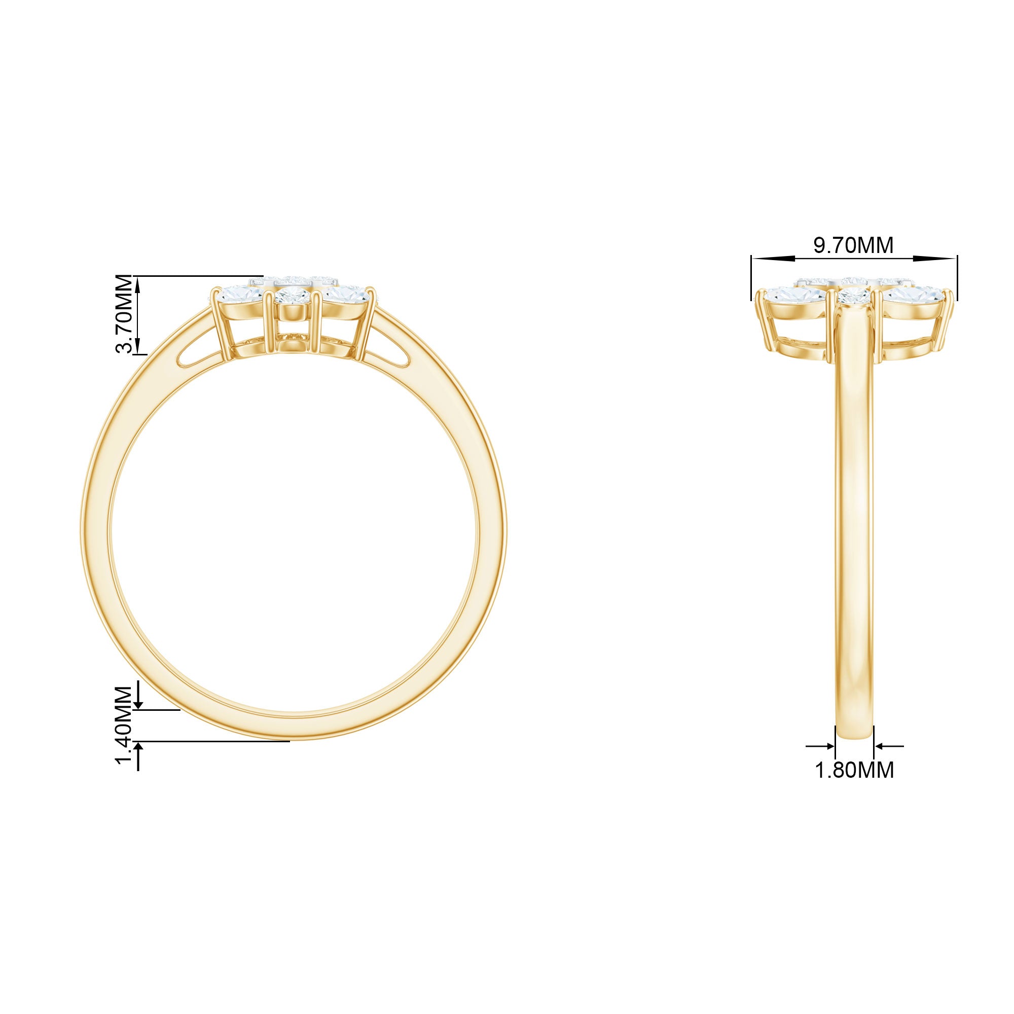 1 CT Cubic Zirconia Cocktail Engagement Ring in Gold Zircon - ( AAAA ) - Quality - Rosec Jewels