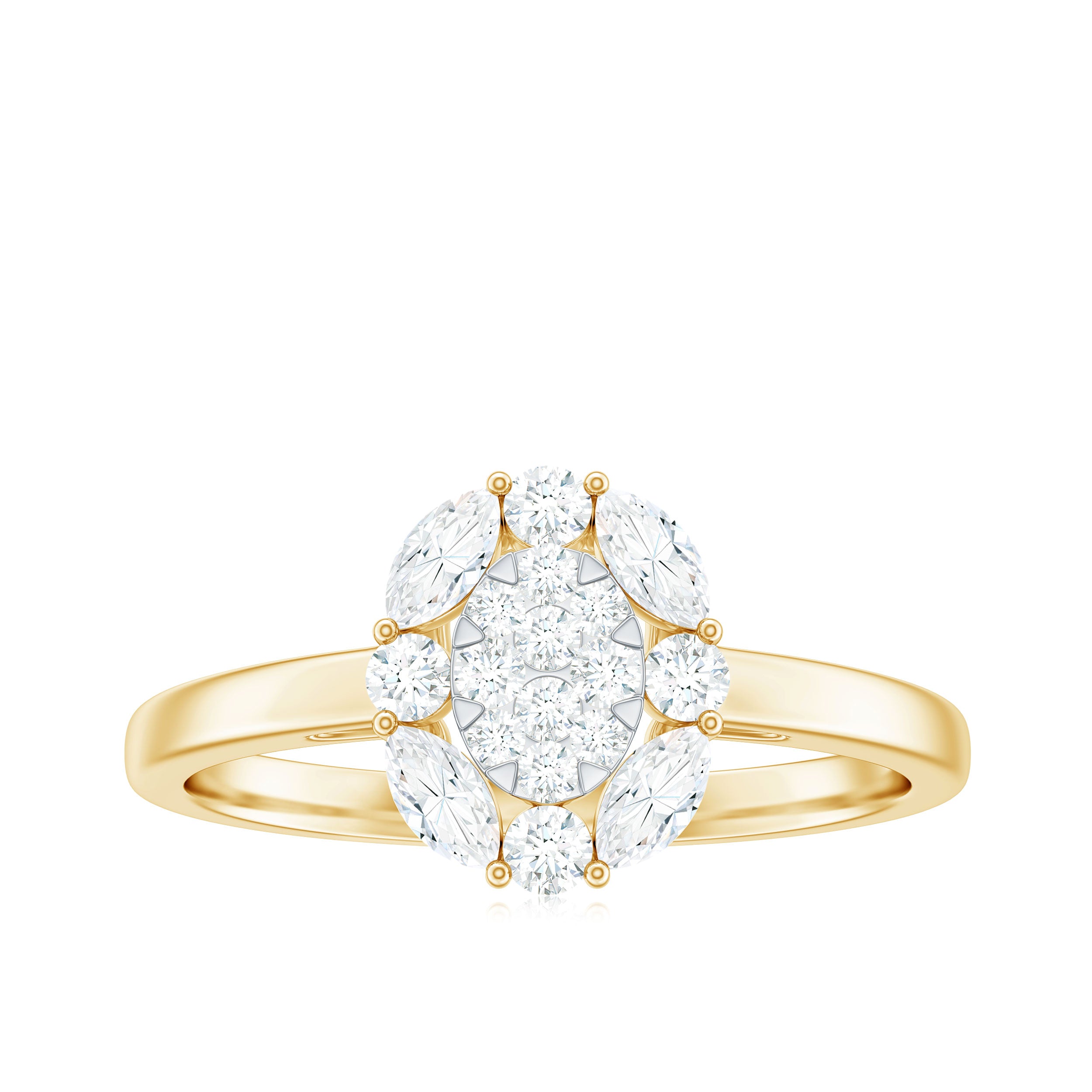 1 CT Cubic Zirconia Cocktail Engagement Ring in Gold Zircon - ( AAAA ) - Quality - Rosec Jewels