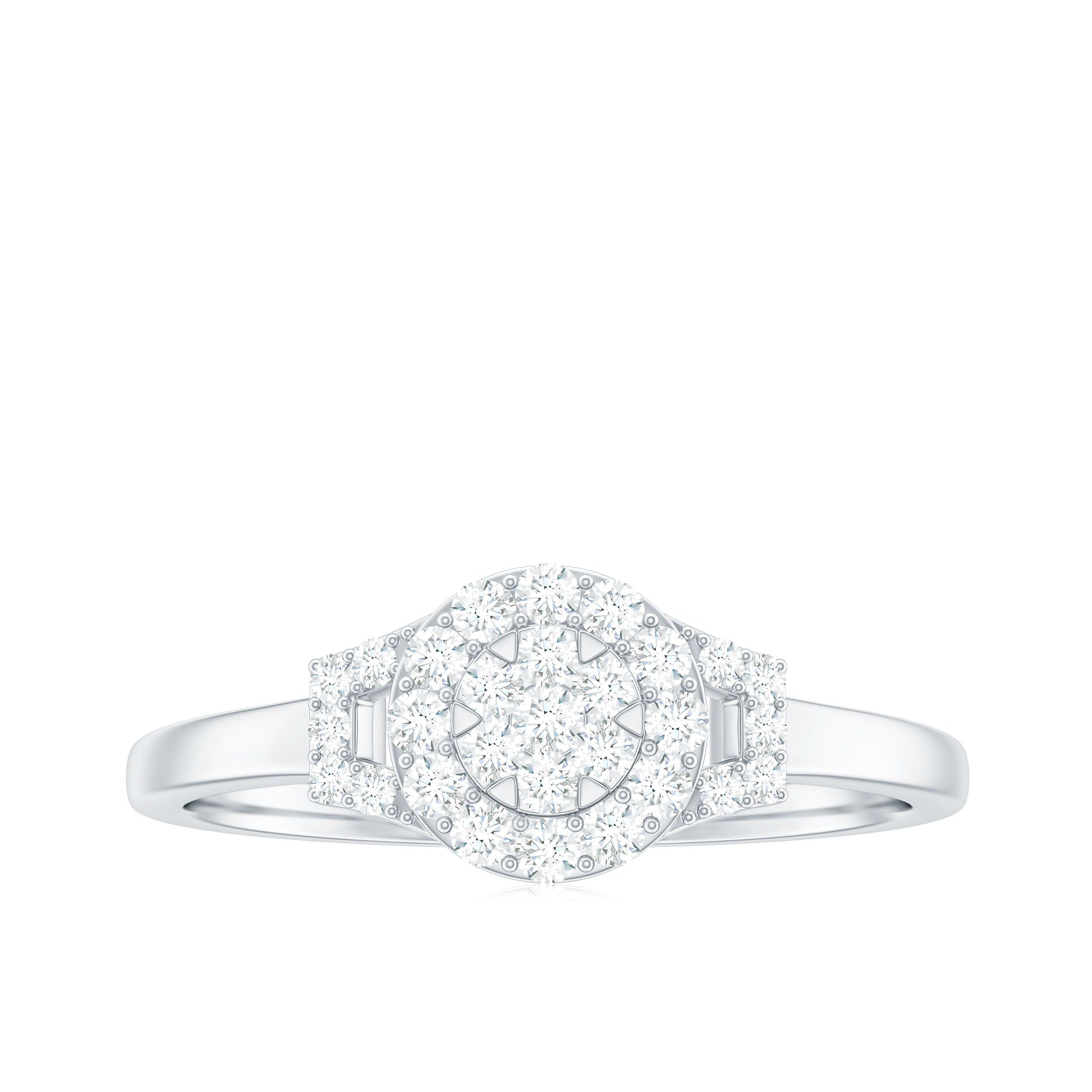 Certified Minimal Moissanite Halo Engagement Ring in Illusion Setting Moissanite - ( D-VS1 ) - Color and Clarity - Rosec Jewels