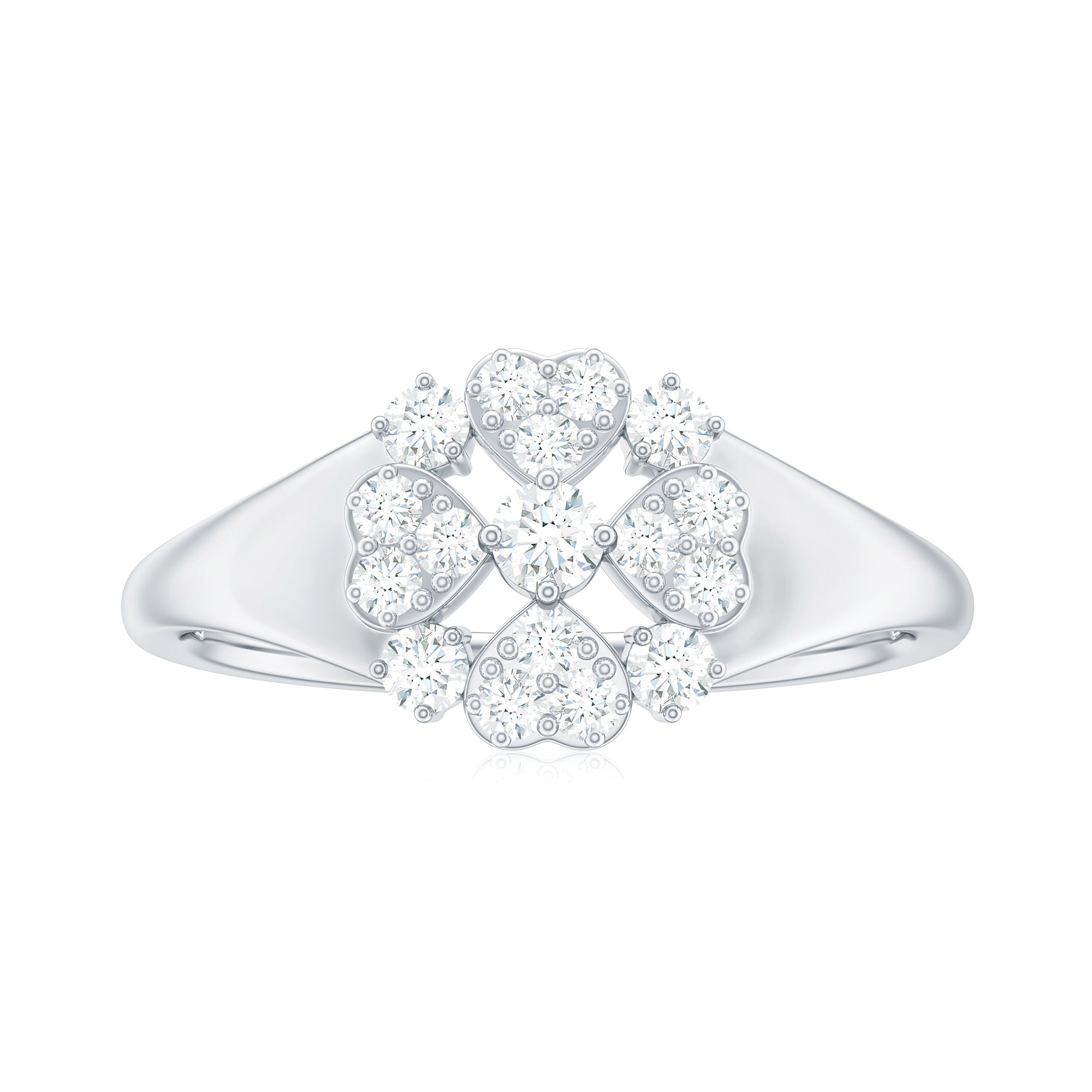 3/4 Carat Moissanite Flower Heart Engagement Ring Moissanite - ( D-VS1 ) - Color and Clarity - Rosec Jewels