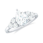 1.75 CT Zircon Teardrop Engagement Ring with Trio Zircon - ( AAAA ) - Quality - Rosec Jewels