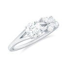 3/4 CT Moissanite Leaf Promise Ring with Split Shank in Gold Moissanite - ( D-VS1 ) - Color and Clarity - Rosec Jewels