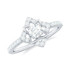 3/4 Carat Minimal Moissanite Flower Engagement Gold Ring Moissanite - ( D-VS1 ) - Color and Clarity - Rosec Jewels