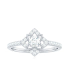 3/4 Carat Minimal Moissanite Flower Engagement Gold Ring Moissanite - ( D-VS1 ) - Color and Clarity - Rosec Jewels