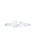 Heart Shape Moissanite Two Stone Cuff Ring Moissanite - ( D-VS1 ) - Color and Clarity - Rosec Jewels