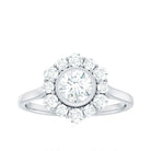 1.50 CT Bezel Set Zircon Statement Halo Engagement Ring Zircon - ( AAAA ) - Quality - Rosec Jewels