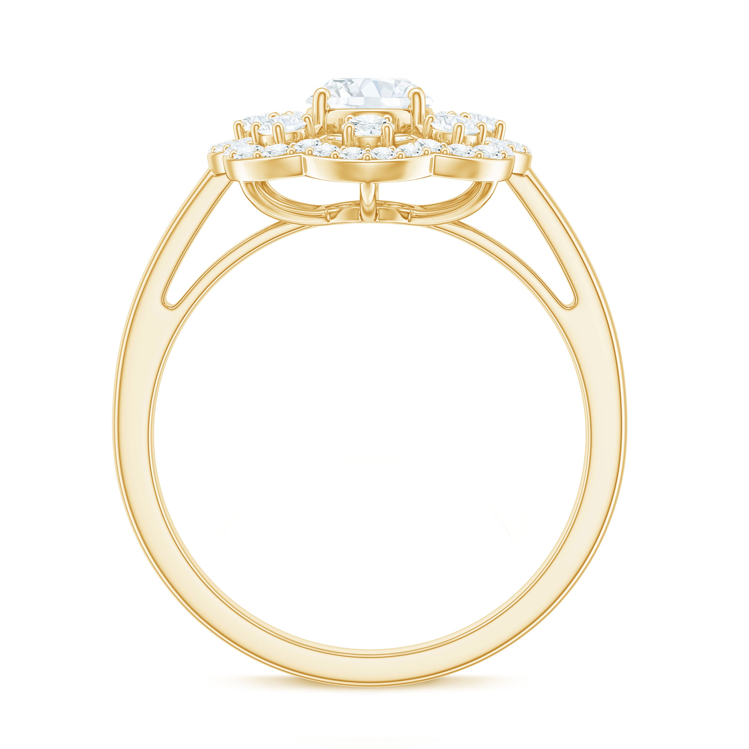 2.25 CT Cubic Zirconia Vintage Engagement Ring in Gold Zircon - ( AAAA ) - Quality - Rosec Jewels