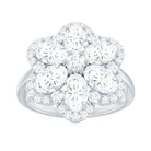 3.5 Carat Oval and Round Moissanite Flower Statement Ring Moissanite - ( D-VS1 ) - Color and Clarity - Rosec Jewels