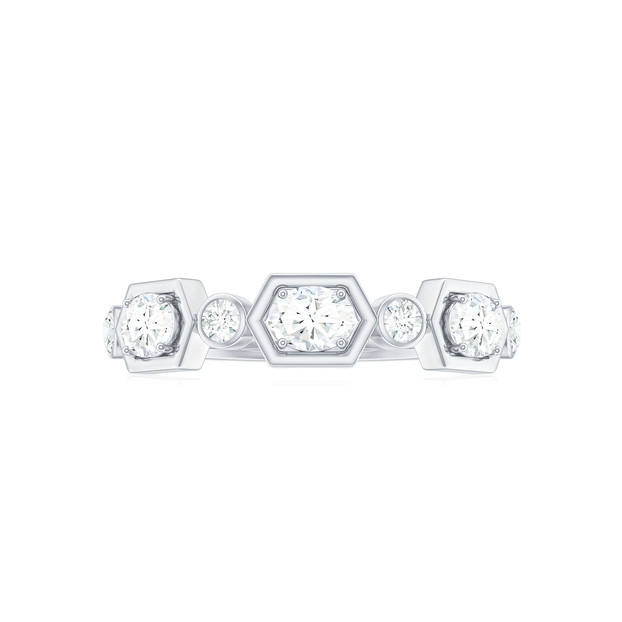 3/4 CT Round and Oval Cut Moissanite Half Eternity Ring Moissanite - ( D-VS1 ) - Color and Clarity - Rosec Jewels