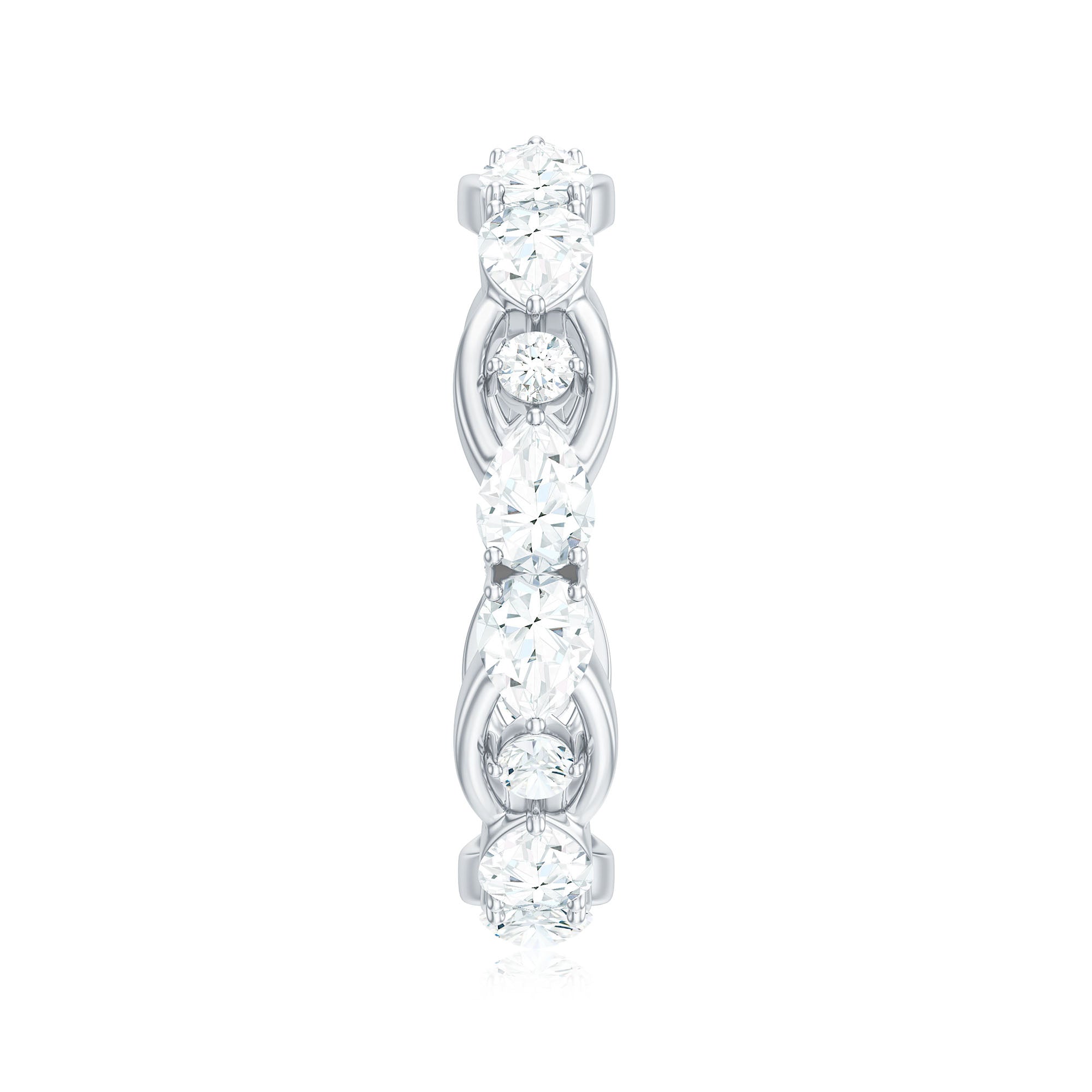 Round and Pear Cut Moissanite Eternity Ring Moissanite - ( D-VS1 ) - Color and Clarity - Rosec Jewels