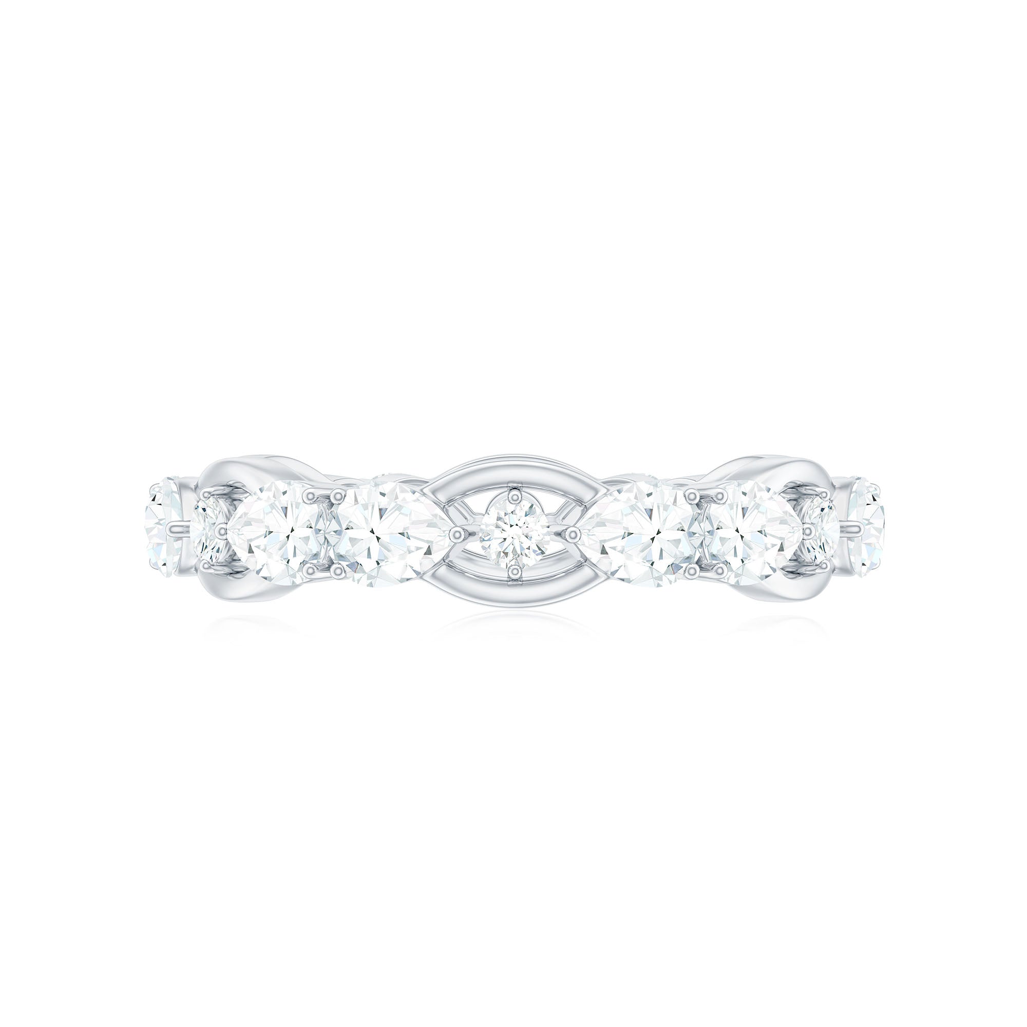 Round and Pear Cut Moissanite Eternity Ring Moissanite - ( D-VS1 ) - Color and Clarity - Rosec Jewels