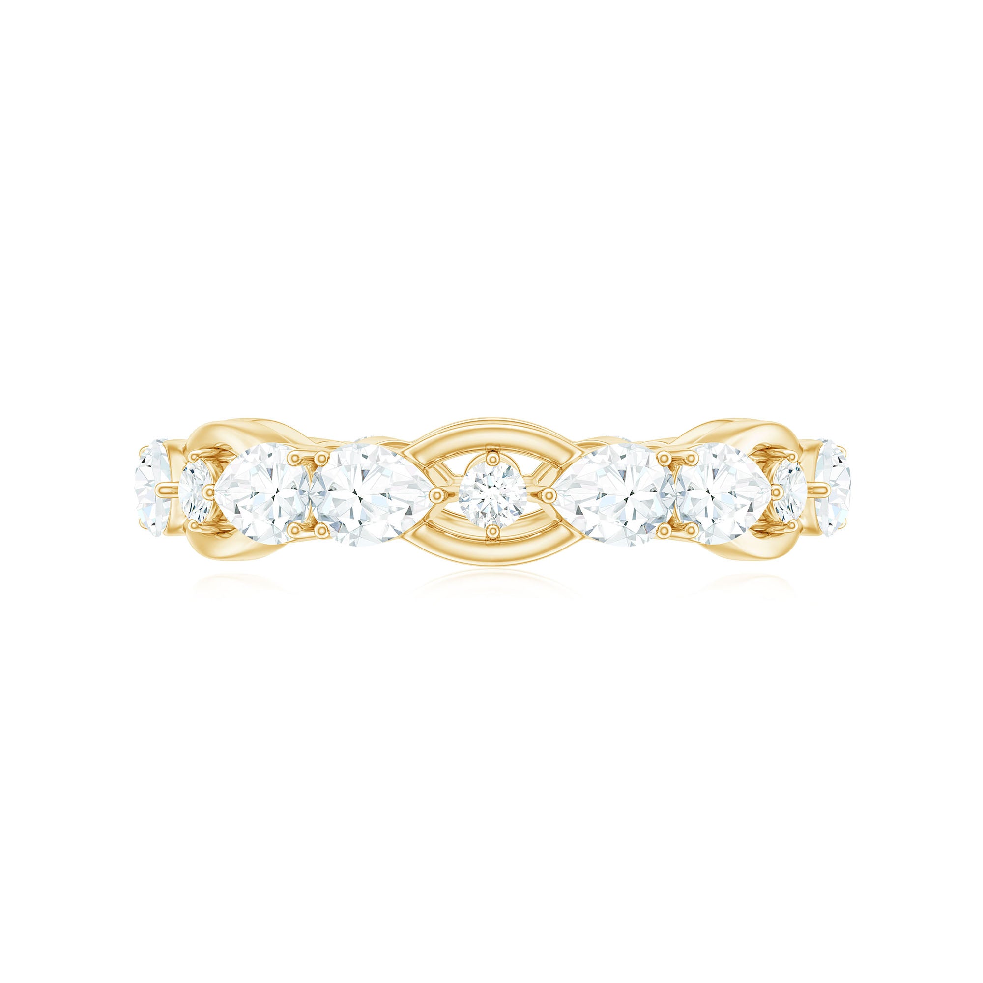 Round and Pear Cut Moissanite Eternity Ring Moissanite - ( D-VS1 ) - Color and Clarity - Rosec Jewels